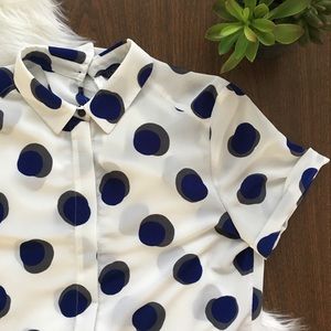 TopShop Shadow Spot Print Short Sleeve Blouse